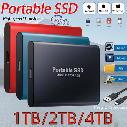 HD Externo 16TB Disco Rígido Original 2TB 4TB Operação Estável Drives de Estado Sólido SSD de Alta Velocidade para Notebook/PC/MAC Novo
