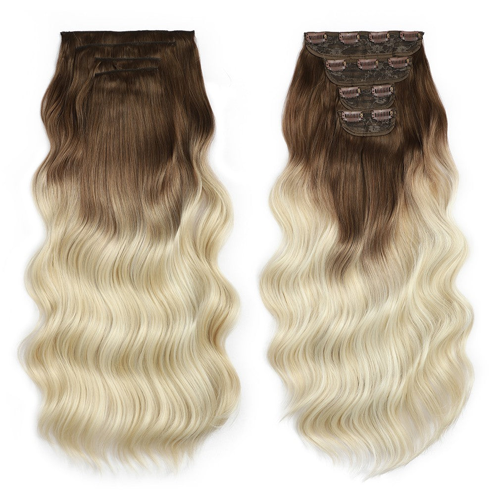 Bio Body Wave Clip in Hair Extensions 22 polegadas 4 peças/lote 220g Macio Natural Fibra Sintética Resistente ao Calor Clip in