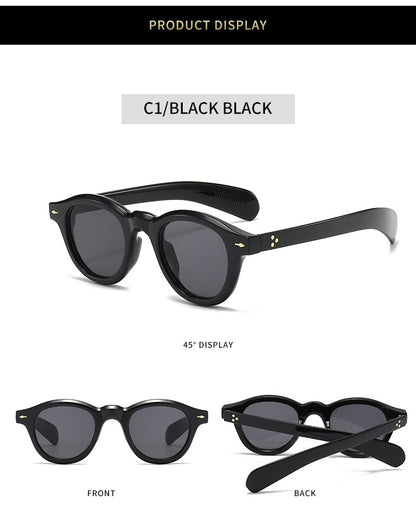 Óculos de sol pequenos redondos da moda femininos retrô com lentes transparentes Ocean Shades UV400 masculinos com rebites estilo punk