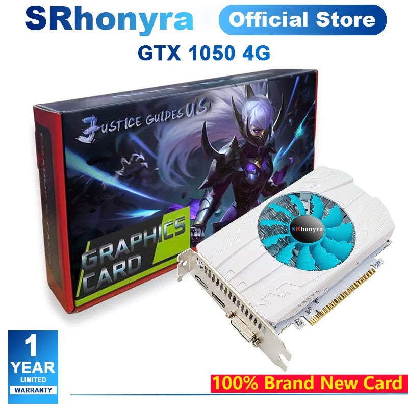 Placa de Vídeo SRhonyra GeForce GTX 1050 4GB, GDDR5 128bit 4K Ready Saídas HDMI/DP/DVI PCI Express 3.0 GPU para Desktop para Jogos