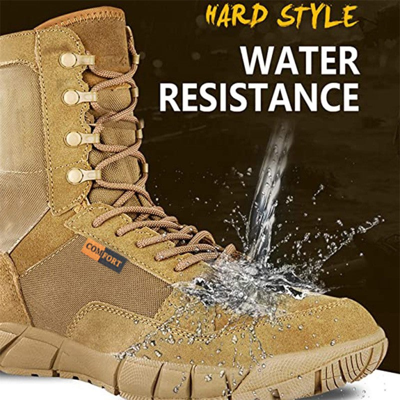 Botas Táticas Leves Masculinas de Combate, Anticolisão, de Treinamento, com Cadarço, Impermeáveis, para Caminhada ao Ar Livre, Calçado Respirável