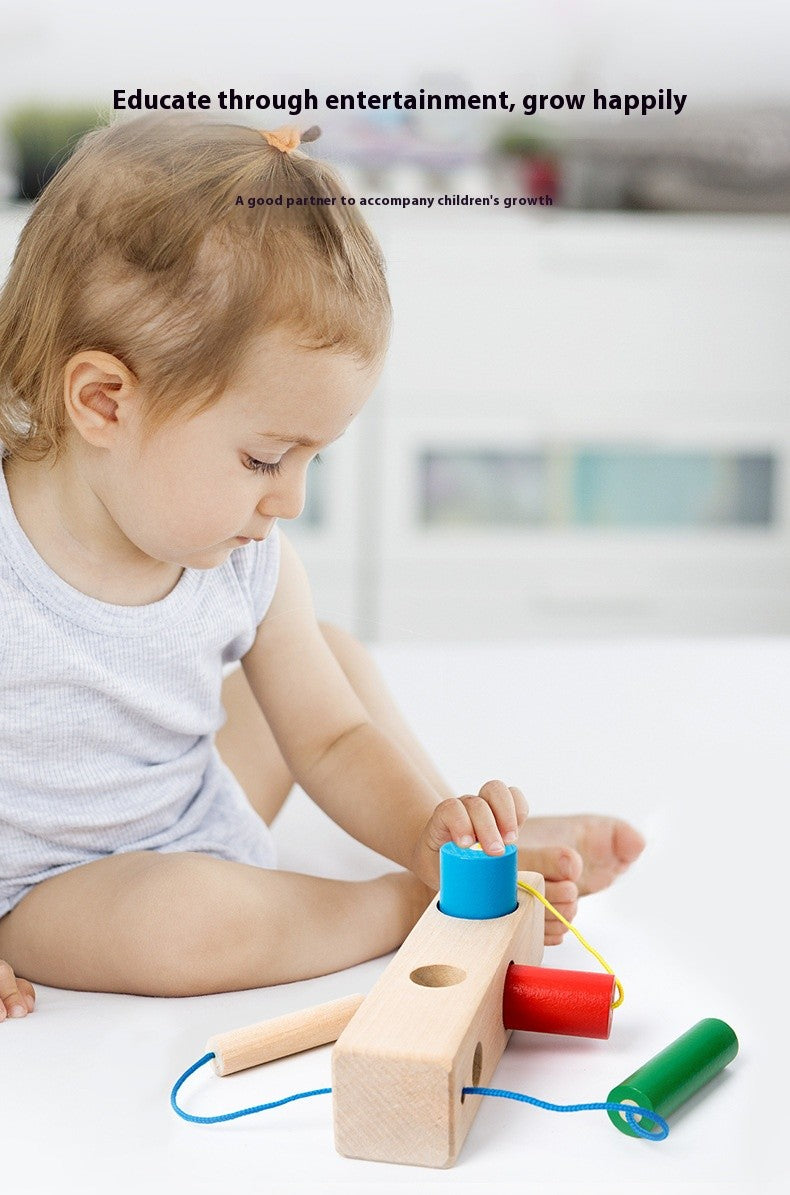Conjunto de Colunas para Bebês e Crianças Pequenas, Blocos de Construção de Posicionamento, Cordas de Correspondência, Exercício para Bebês, Habilidade de Coordenação Olho-Mão, Brinquedos Educacionais de Madeira para Iluminação da Educação Infantil