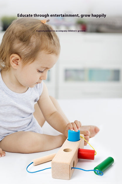 Conjunto de Colunas para Bebês e Crianças Pequenas, Blocos de Construção de Posicionamento, Cordas de Correspondência, Exercício para Bebês, Habilidade de Coordenação Olho-Mão, Brinquedos Educacionais de Madeira para Iluminação da Educação Infantil