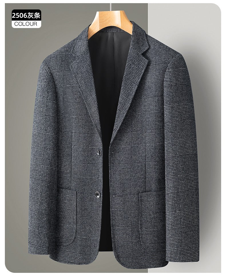 New Men's Blazer Fashion Middle-aged Business Casual Professional Wear Casual Loose British Style Sub-trend Four Seasons Suit