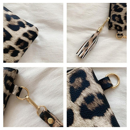 Women Handbag Clutch Leopard Print Cow Print Small Bag Purse Party Large Capacity Envelope Wristlet Bag PU Briefcase