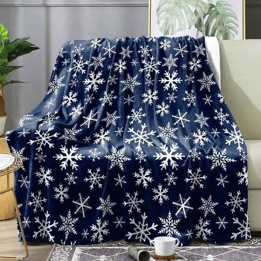 Cozy Christmas Snowflake Throw Blanket Soft Flannel Bedspread for Winter Decorative Sofa Bedding Perfect Holiday Gift