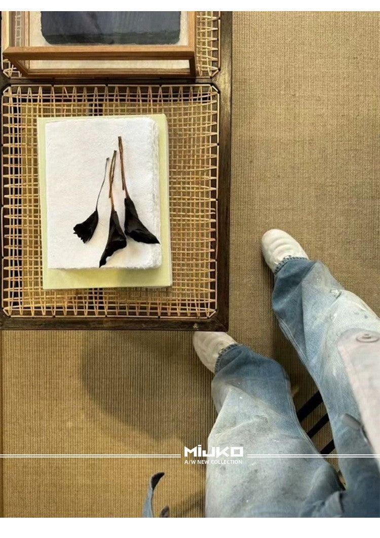 MIJKO Tie Dye Splatter Paint Denim Jeans Men's Loose Wide Leg Jeans American TJ131