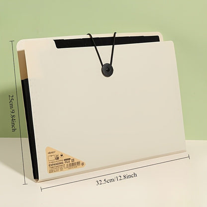 1PC Premium Black 5-Compartment Folder with Handle, Durable PP Desk Organizer with Color-Coded Labels for Office & Home Use