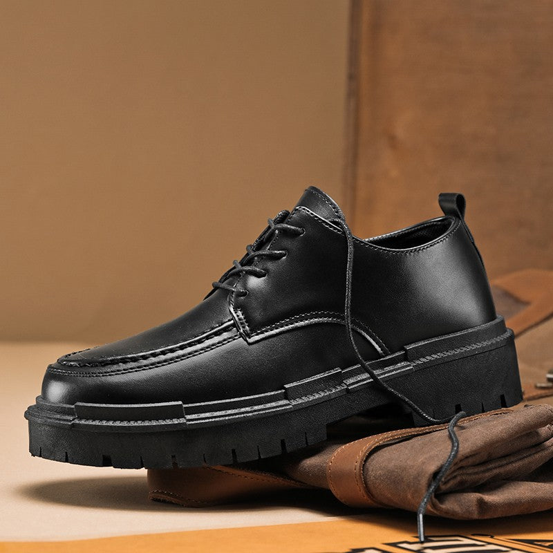 Thick Sole Formal Black Men Leather Shoes Luxury Brand Designer Platform Casual Shoes Wedding Dress Oxfords Shoes Men Work Shoes
