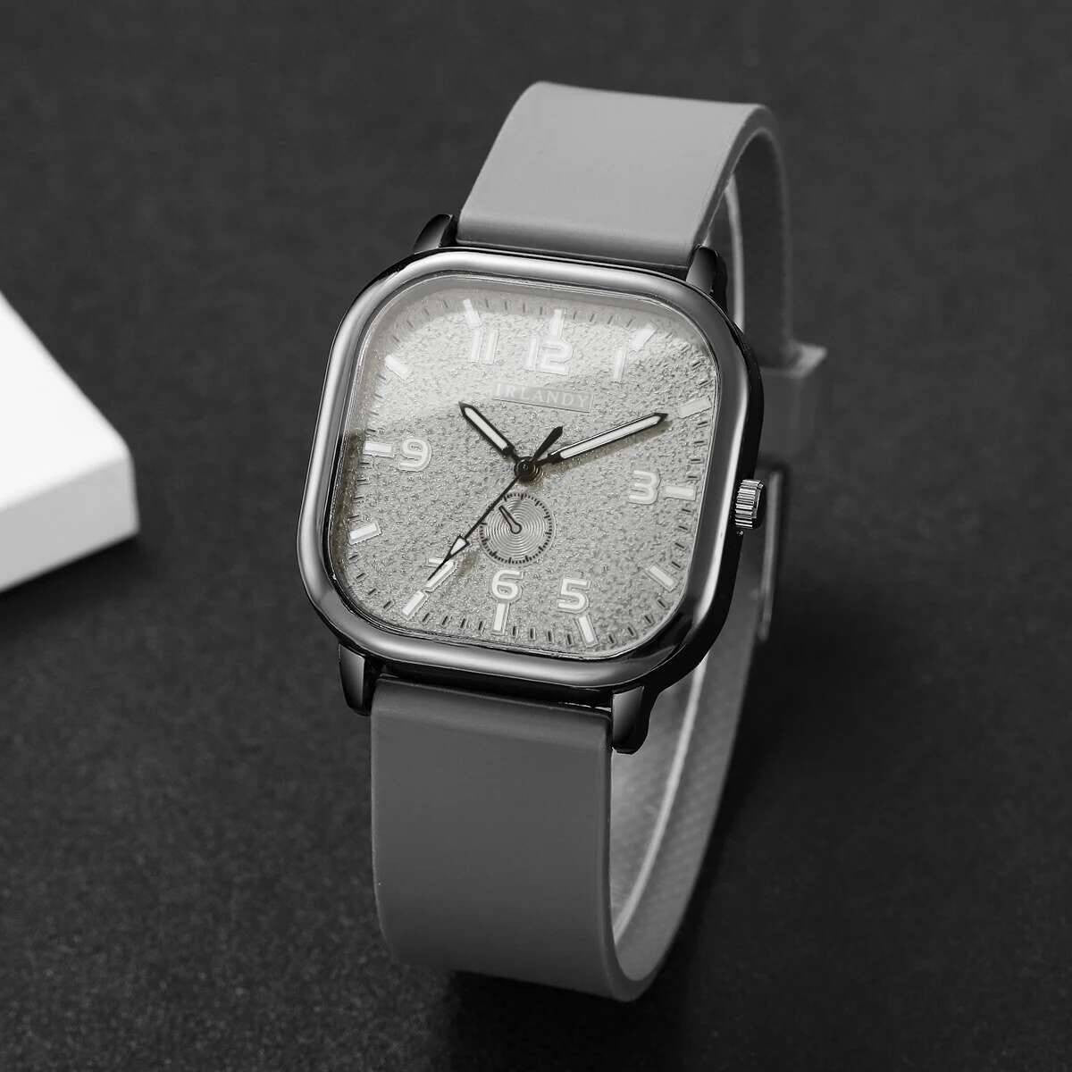 1/2/3PCS Fashion Square Women Watches Casual Silicone Strap Quartz Watches Sports Wristwatch For Men Women Students?Without Box?