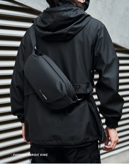 MATE ELAN Urban Business Thin Crossbody Shoulder Bag Men Fashion Waterproof Waist Fanny Pack Chest Bags Black Best iPad Bumbag