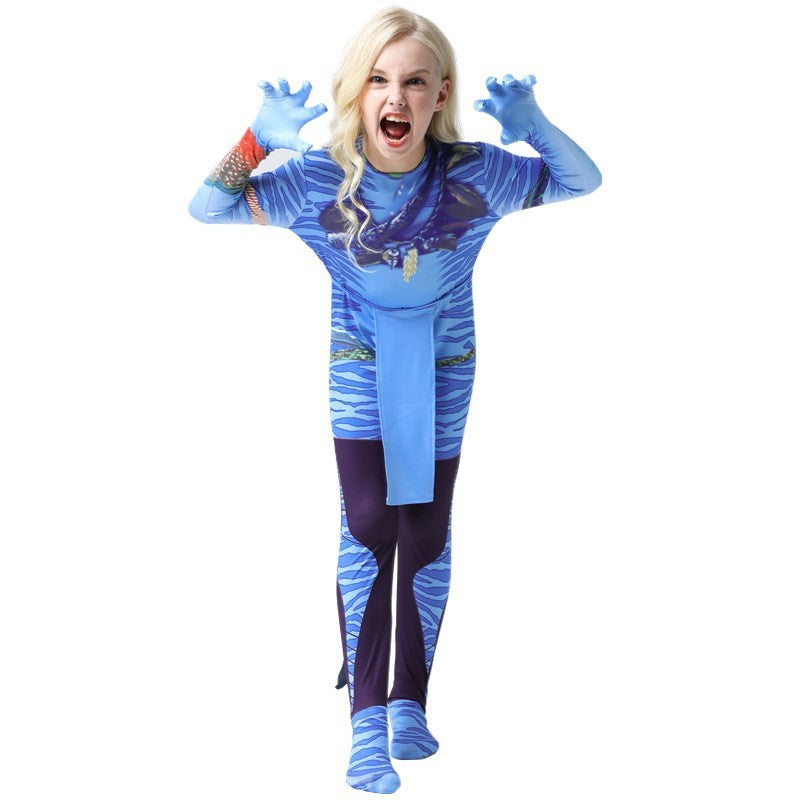 2026 Halloween Cosplay Avatar Costume Fire and Ashes Avatar3 Cosplay Hero One Piece Tight Fitting Clothing Na'vii Jumpsuit