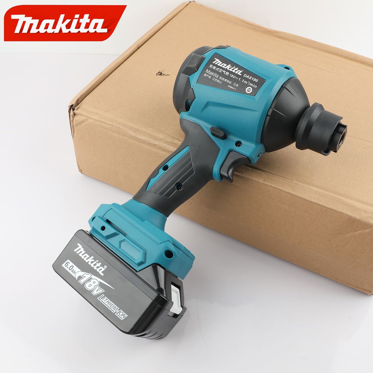 Soprador de ar Makita DAS180 18V a bateria de lítio, limpador de pó para espaços estreitos, secador de cabelo (ferramenta sem bateria)