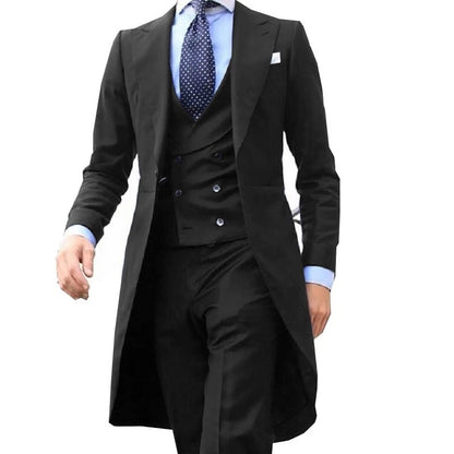 CustomizedSpring Men's Suit Blazer Black Navy Blue 3 Piece(coat+pants+vest) Fashion Business Set Slim Fit Wedding Groomsmen 2023
