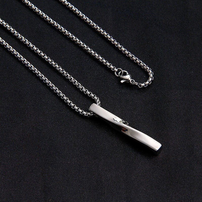 Colar Masculino Pingente Espiral INS Tendência Minimalista Personalidade Cor Prata Aço Inoxidável Corrente Joias Hip-hop Presentes para Festa