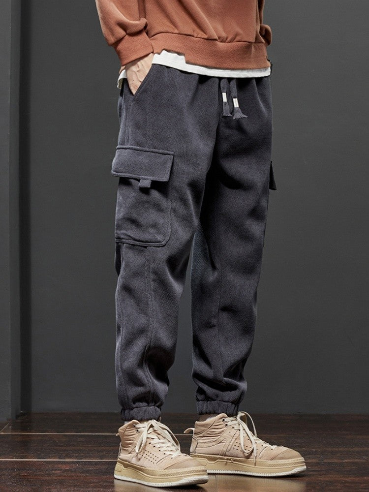 Calça Casual Masculina Elástico na Cintura Primavera Outono Estilo Novo Calça Esportiva Harem Jogger Reta com Cordão Elástico Masculina