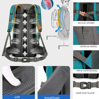 Mochila de acampamento em nylon 70L, bolsa de viagem com capa de chuva, mochila para caminhada ao ar livre, mochila de montanhismo, bolsas de ombro masculinas, bagagem