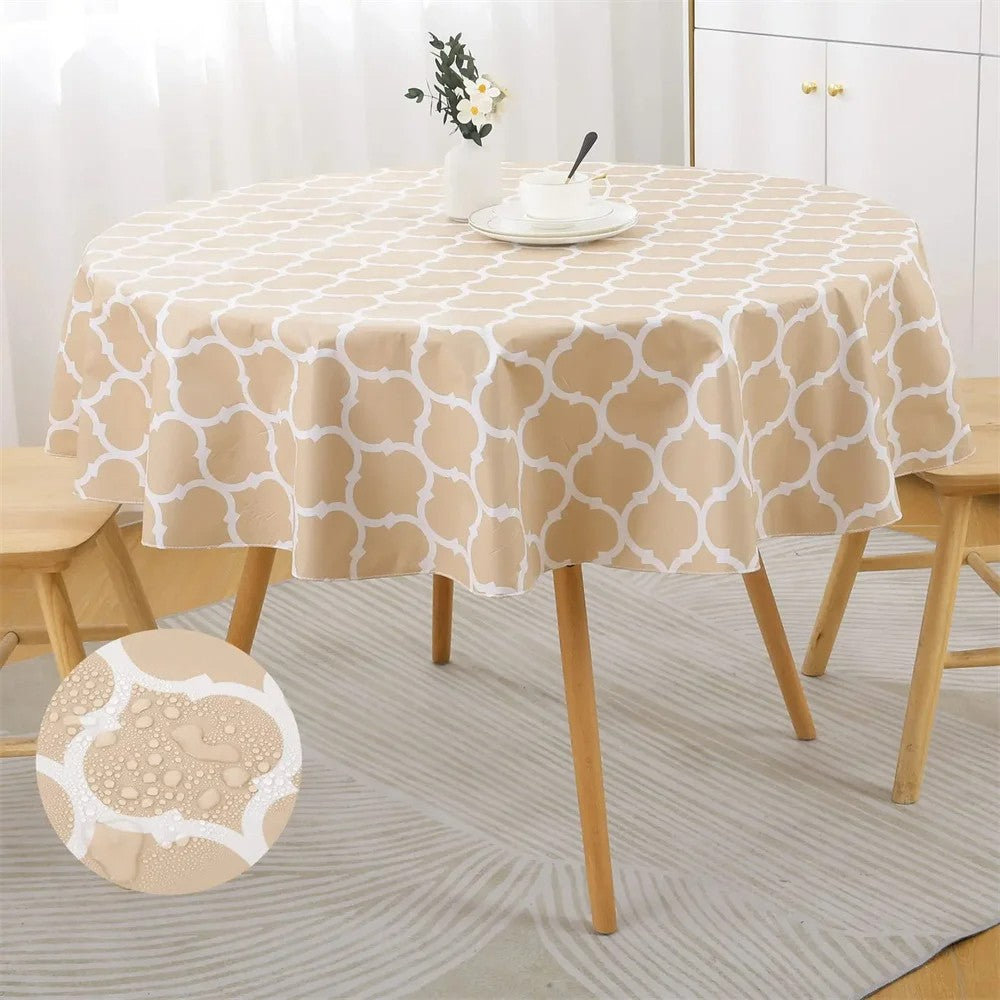 Kitinjoy Waterproof Tablecloth Moroccan Heat-Resistant Table Cloth 60inch Round PVC Wedding Kitchen Dining Desk Table Cover Coat