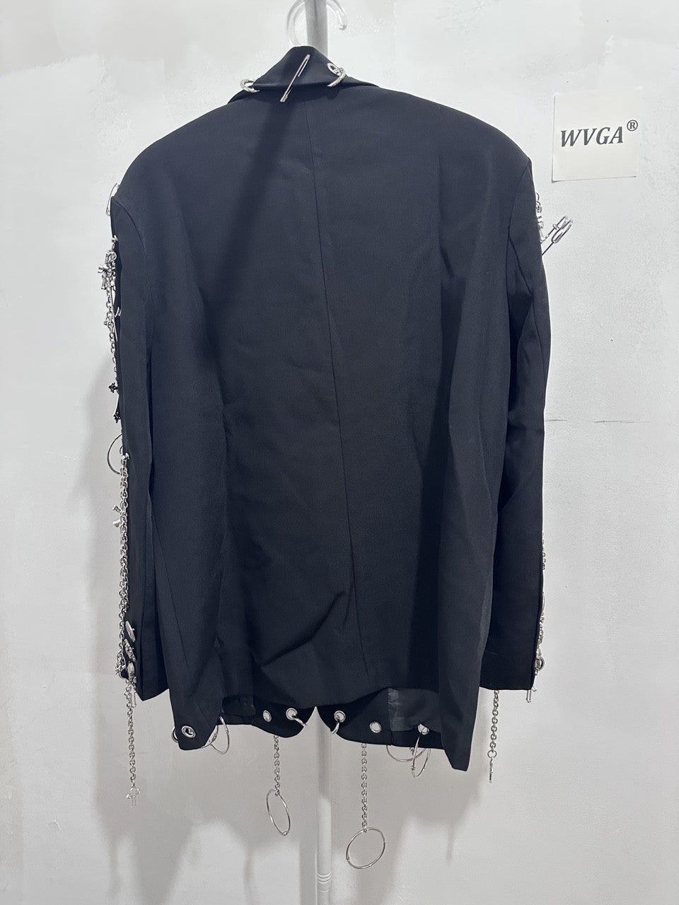 WVGA Spring Autumn New Men Y2K Dark Techwear Gothic Chain Design Blazer Punk Rock Heavy Beaded Niche Chic Casual Suit-Coat W8497