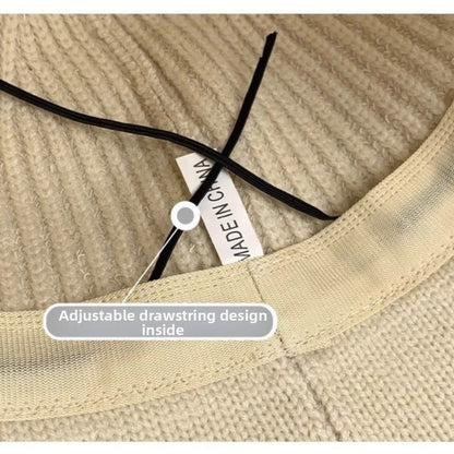 Fashion Autumn Winter Bucket Hat Warm Short Brim Fishing Cap Knitted Face Slimming Fleece Round Top Hat Travel