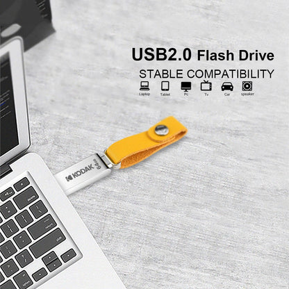 Pen Drive USB KODAK K122 de Metal 2.0 de Alta Velocidade 32GB/64GB/128GB Mini U-Disk Memory Stick com Alça para PC e Carros