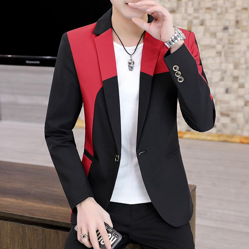 Blazer Men's Fashion Gentleman Business Outdoor Travel Color Matching Wedding Slim-fit Korean Trend Handsome Youth Casual Blazer