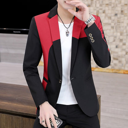 Blazer Men's Fashion Gentleman Business Outdoor Travel Color Matching Wedding Slim-fit Korean Trend Handsome Youth Casual Blazer