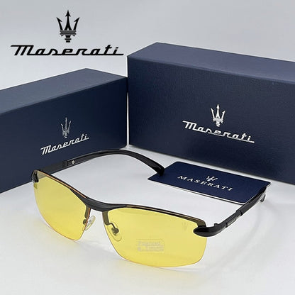 Óculos de Sol MASERATI Quadrados Estilosos Polarizados para Dirigir, Viajar, Masculinos e Femininos, UV400 Visão Nítida