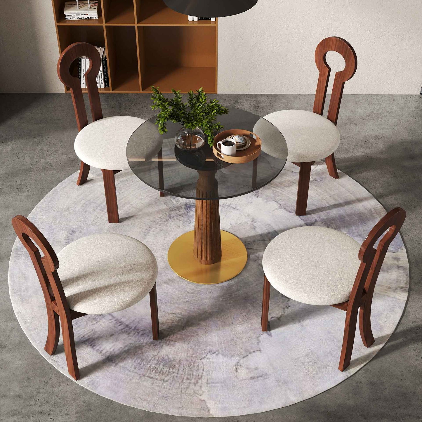 Voxhome Drop Shipping Sintered Stone Round Restaurant Dining 2 4 Seater Bistro Coffee Shop Table Set Breakfast Table and Chairs