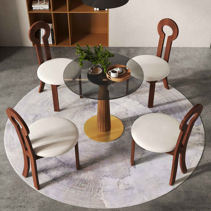 Voxhome Drop Shipping Sintered Stone Round Restaurant Dining 2 4 Seater Bistro Coffee Shop Table Set Breakfast Table and Chairs