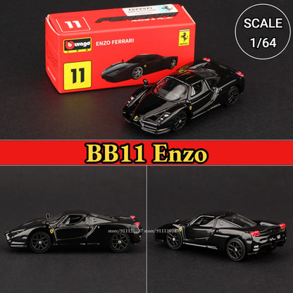 Bburago 1:64 Ferrari Modelo de Mini Carro, BB11 Enzo Réplica de Veículo de Metal F12tdf F40 458 488 GTB Miniatura de Metal Decoração de Casa Brinquedo de Menino