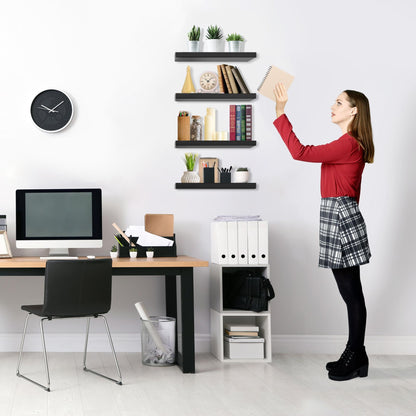 Bowillon White Floating Shelves for Wall Decor, Wall Mounted Shelves for Bedroom, Living Room, Kitchen, Bathroom Shelves Black