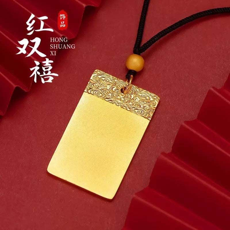 9999 pure gold 24K gold male and female pendant, used for peace, auspicious clouds, worry free, gold jewelry couple pendant