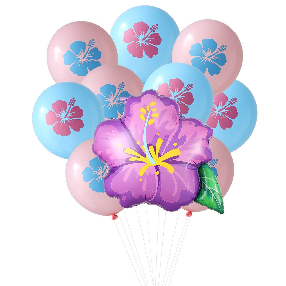 Hibiscus Foil Balloon Set Hot Pink Yellow Purple Hibiscus Balloon Summer Tropical Birthday Hawaii Baby Shower Party Decoration