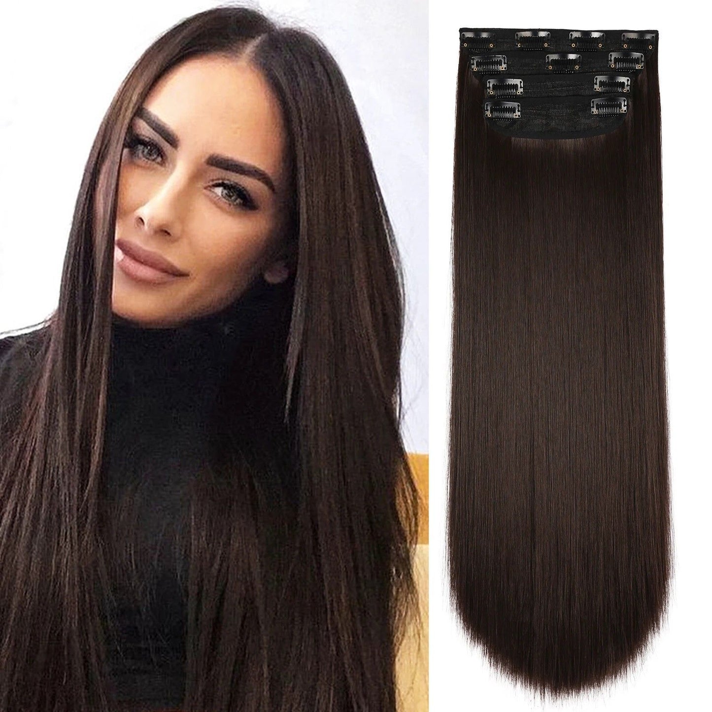 Kit 4 Peças Aplique Tic Tac Cabelo Sintético 20 Polegadas Cacheado Longo Grosso Para Mulheres Cabeça Inteira extensões de cabelo sintéticas