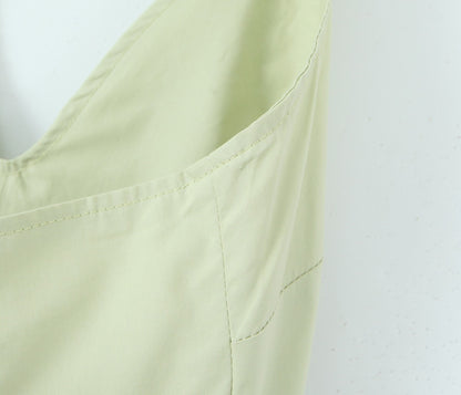YENKYE Sexy Backless Green Elegant Halter Dress For Women Low Waist A-line Midi