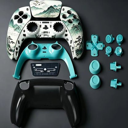Replacement Housing Shell Kit Compatible For PS5 Controller Faceplate Touchpad Trim Back Cover Pattern Decorative Modding Parts