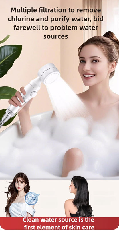 Pressurized Filter Shower Head Water Purifying and Antibacterial Nozzle Portable Shower Head for Traveling Business Trips Hotel