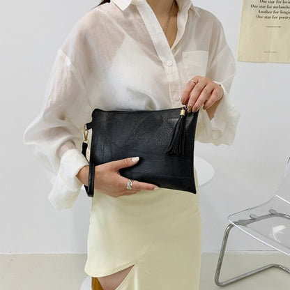 Casual Tassel Handheld Bag Korean Style PU Leather Zipper Coin Purse Earphone Pouch Wallet Small Item Bag Men