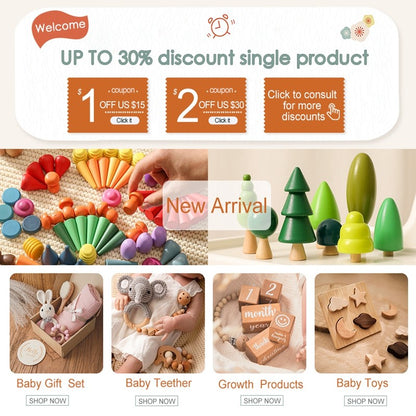 1Pc Baby Wooden Rattle Teether Toys Beech Wooden Ring Star Hand Music Rattle Teething Baby Toys Montessori Toys For Kids Gift