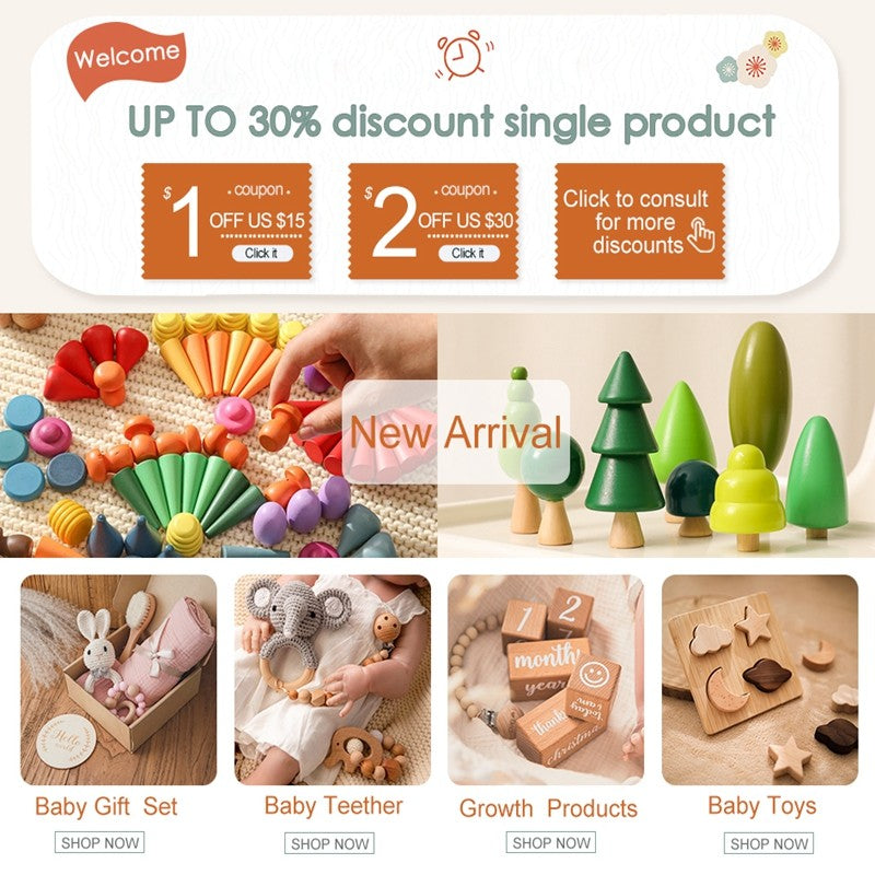 1Pc Baby Wooden Rattle Teether Toys Beech Wooden Ring Star Hand Music Rattle Teething Baby Toys Montessori Toys For Kids Gift