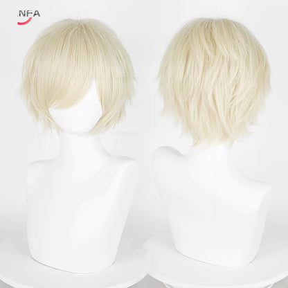 Anime 30cm Curta Reta Peruca Cosplay Preto Branco Verde Marrom Roxo Azul Cinza Vermelho Dourado Homens Mulheres Cabelo Sintético Resistente ao Calor