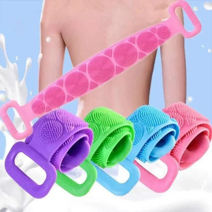 1 Esponja Corporal de Silicone, Escova Esfoliante Corporal, Toalha de Banho Esfoliante, Esfregão para as Costas, Esfoliação da Pele, Cinto de Massagem e Limpeza para Banho, Extensível