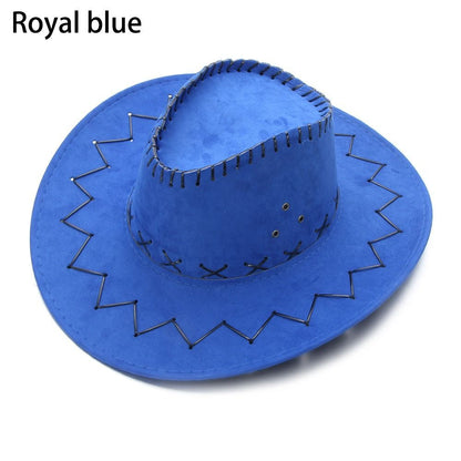 Acessórios Chapéu de Cowboy de Camurça de Aba Larga Estilo Ocidental Panamá Jazz Chapéu Fedora de Feltro
