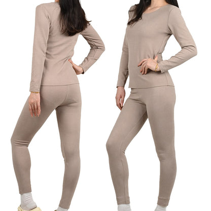 Women's Warm Underwear Set Seamless Thick Double Layer Warm Underwear Winter Long-Sleeved Long Pants 2 Pcs Pajama
