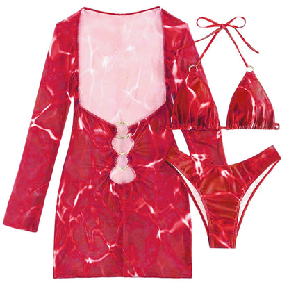 Swimwear Woman 2025 European And New 2025 Bikini Foreign Trade Swimsuit Three Piece Set Long Skirt Split Monokini ropa de mujer