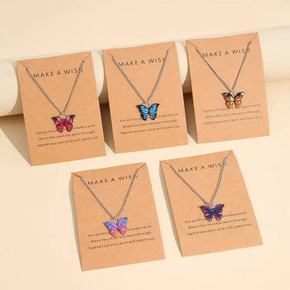 Conjunto de 5 Colares Femininos Borboleta Colorida Estilo Boho Moderno Coreano Pingente Fofo Joia de Presente Atacado Lançamento 2024