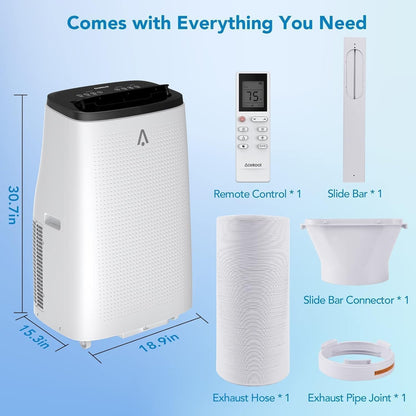 Ar Condicionado Portátil 14000 BTUs Refrigera até 70 m² Unidade AC 3 em 1 Desumidificador Ventilador Controle Remoto Timer 24h para Casa