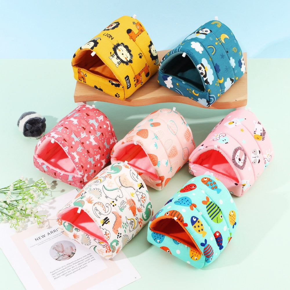 Inverno Bonito Desenho Animado Coelho Esquilo Mini Gaiola Ninho de Porquinho-da-Índia Pequenos Animais Ratos de Estimação Cama Casa de Hamster Quente Macia