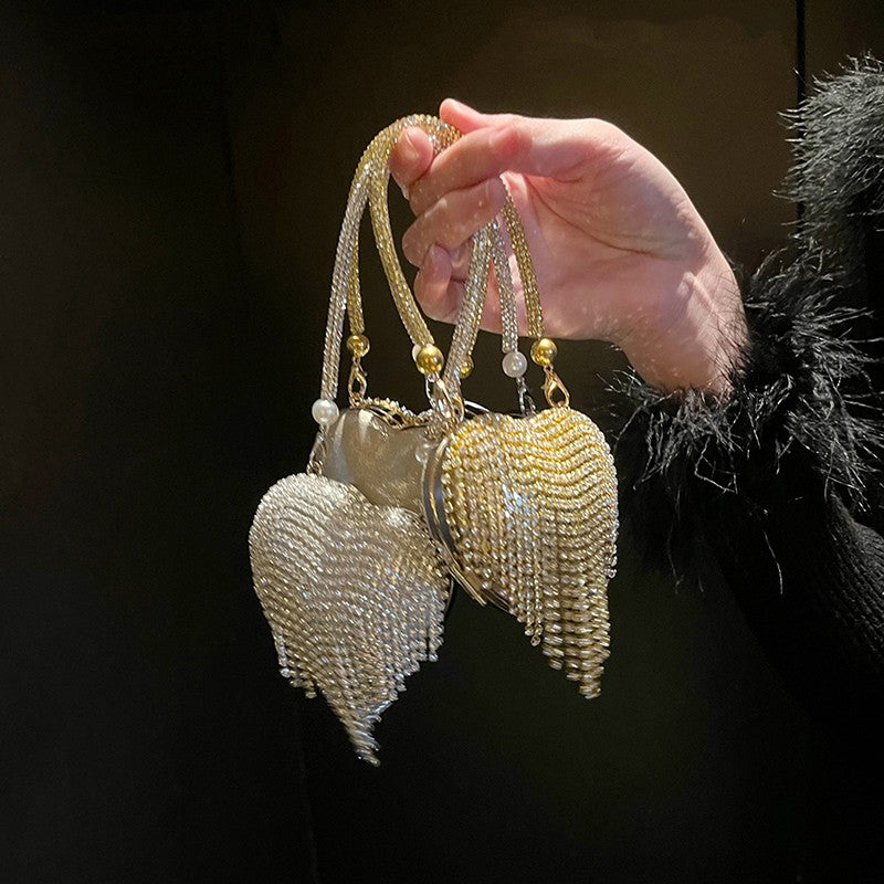 Luxury Small Bling Heart Shape Rhinestones Evening Clutch Purse Ladies Fashion Bag For Women Chain Shoulder Bag Party Gift